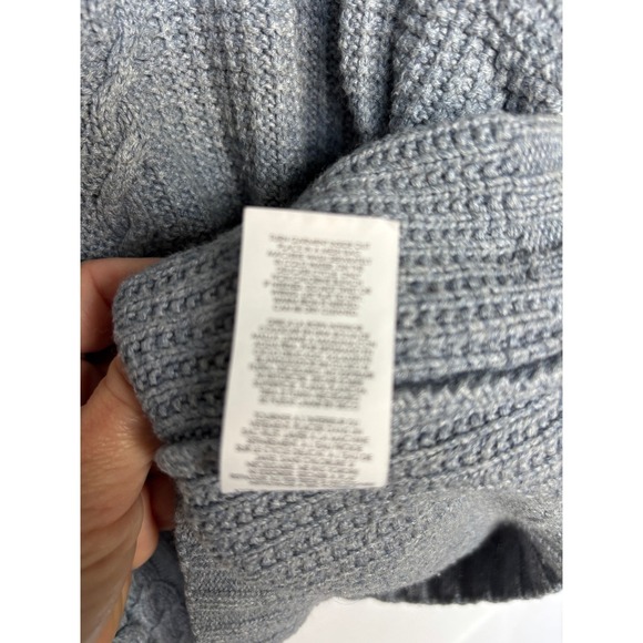 Cabi Short & Sweet Blue Cable Knit Cropped 3/4 Sleeve Sweater Womens Medium - Picture 6 of 7